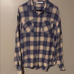 MNML Navy and Cream Checkered Button-Down Shirt
